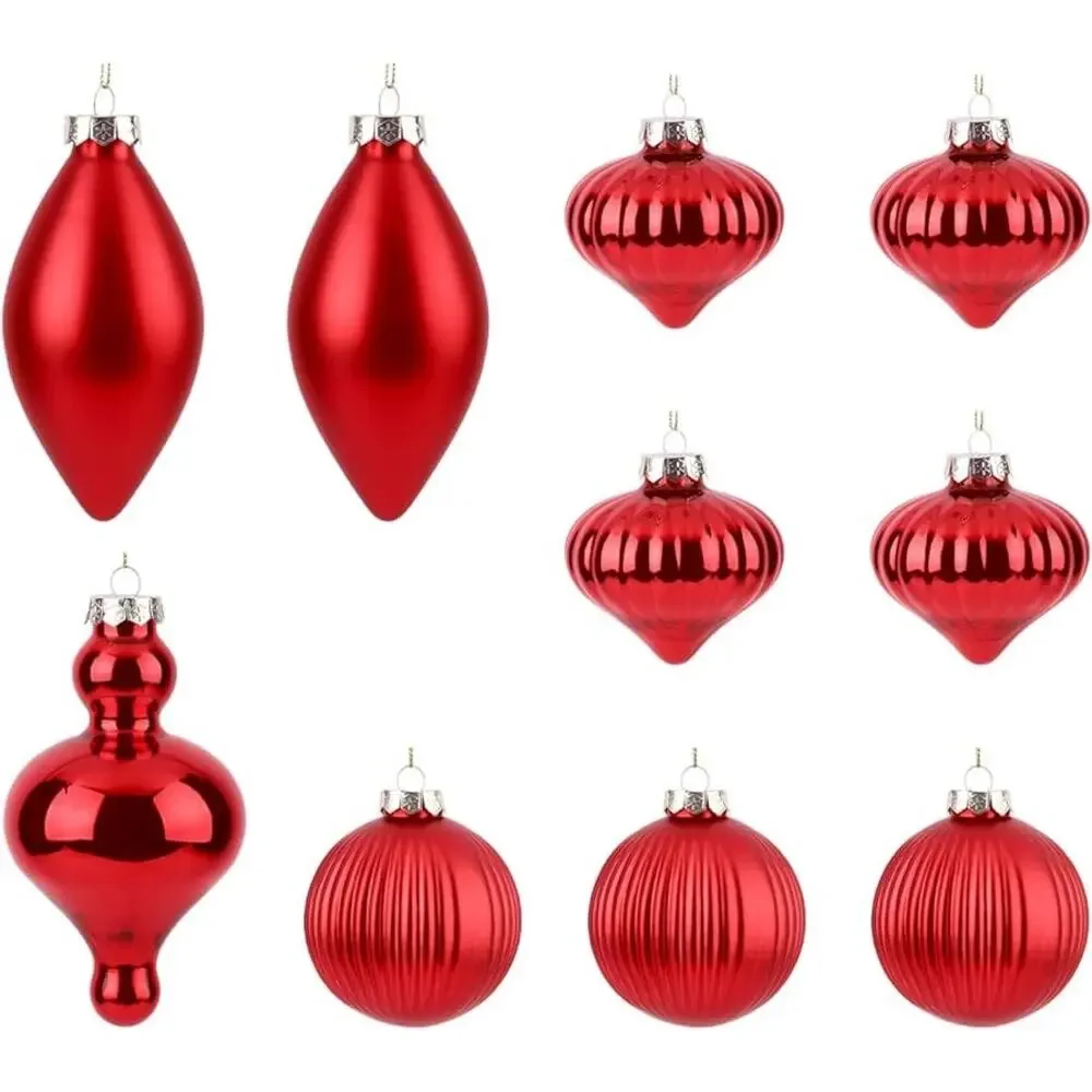 10Pcs Multiple Styles Glass Christmas Ball Ornaments for Tree Decorations